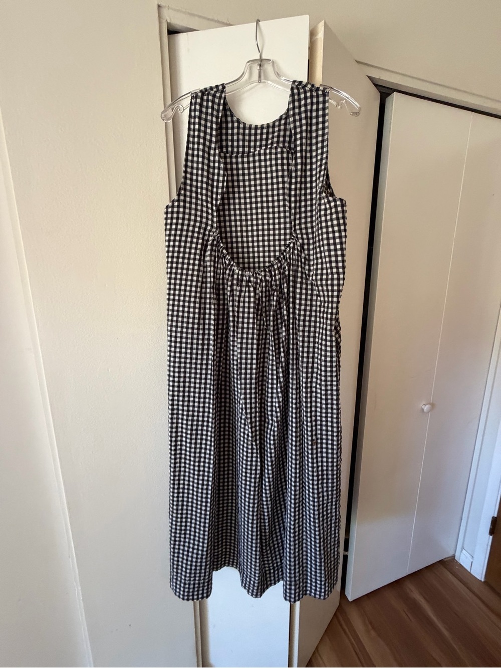 GANNI Black and White Gingham Sleeveless A-Line Dress with Low Back - Picture 4 of 5